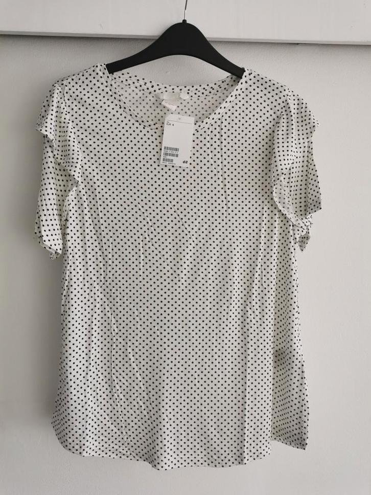 H&M top met volants mt. S/M, Kleding | Dames, Tops, Nieuw, Maat 36 (S), Overige kleuren, Korte mouw, Verzenden