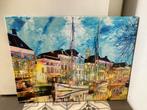Groningen Hoge der A. Met A kerk. Fine art schilderij., Antiek en Kunst, Kunst | Schilderijen | Klassiek, Ophalen