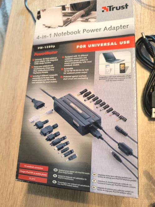 Trust 4-in-1 Notebook Power Adapter (PW-1280p), Computers en Software, Laptop-opladers, Nieuw, Ophalen of Verzenden