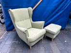 IKEA STRANDMON fauteuil en voetenbankje groen, Huis en Inrichting, Fauteuils, Ophalen, Gebruikt, 75 tot 100 cm, 75 tot 100 cm
