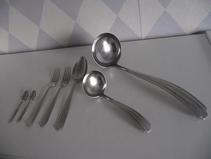 11 Gero zilmeta 552 bestek Rilrug dubbele plooi 1939-58 p st, Antiek en Kunst, Antiek | Bestek, Ophalen of Verzenden