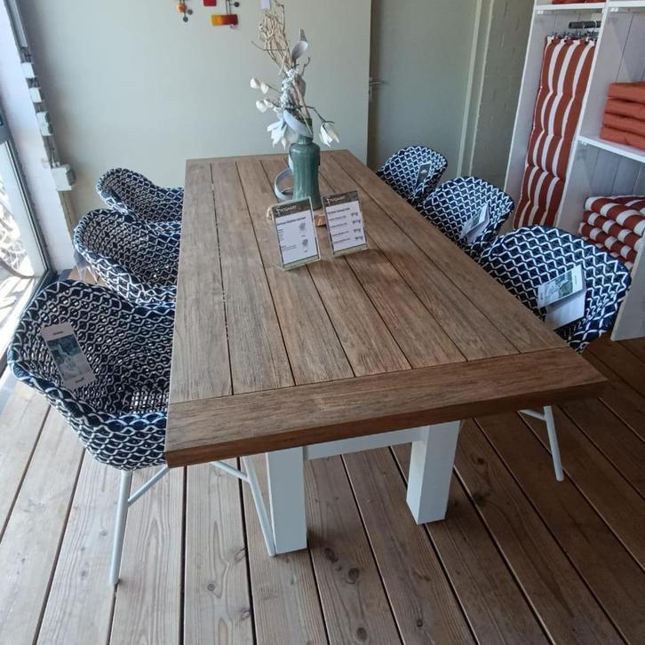Hartman Yasmani tafel 240cm white met 6 Delphine riva blue, Tuin en Terras, Tuinsets en Loungesets, Nieuw, Tuinset, Aluminium