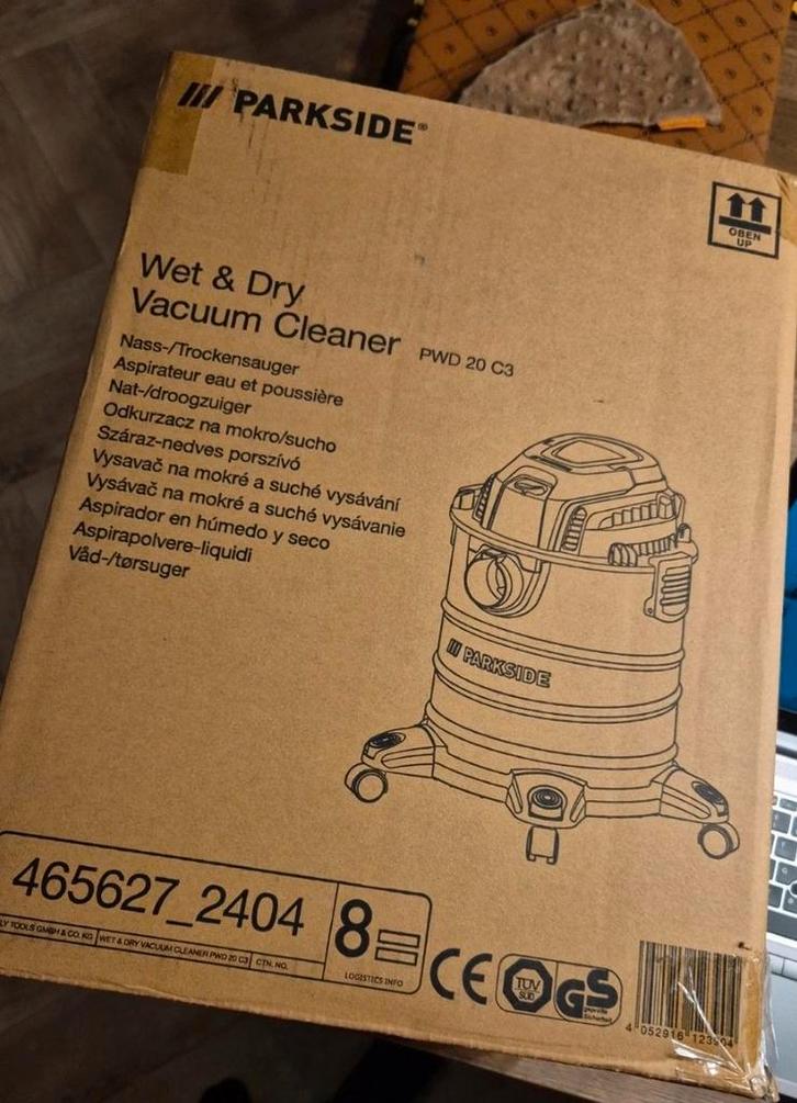 Parkside Nat- en Droogzuiger PWD 20 C3, Witgoed en Apparatuur, Stofzuigers, Nieuw, Stofzuiger, 1200 tot 1600 watt, Reservoir, Ophalen of Verzenden