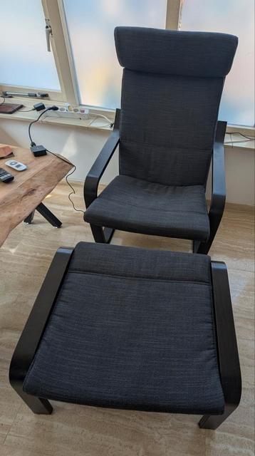 Ikea fauteuil met voetenbankje beschikbaar voor biedingen