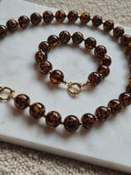 Kralenketting & Armband - panterprint-goud Stainless Steel, Ophalen of Verzenden, Nieuw, Goud, Overige materialen