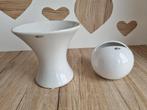 Mooie Vintage Set Vaas + Bloempot Wit Keramiek van Wp Design, Verzenden, Wit, Aardewerk of Porselein, Zo goed als nieuw