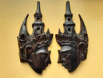 Houten Wanddecoratie Indonesie,  Sita en Rama. Indonesisch beschikbaar voor biedingen