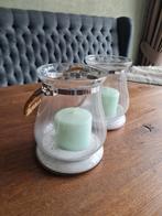 Set van 2 Windlichten - 20cm hoog, Ophalen of Verzenden