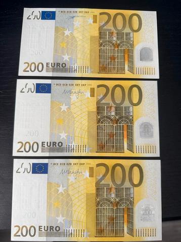 3x €200 euro biljet UNC beschikbaar voor biedingen