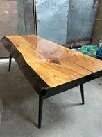 Boomstamtafel salontafel met Epoxy, Ophalen, 100 tot 150 cm, 50 tot 100 cm, Zo goed als nieuw