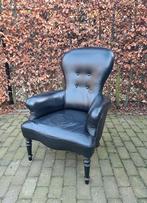 Leren clubfauteuil, jaren'50/'60, met nagelrand, Huis en Inrichting, Fauteuils, Ophalen, Chesterfield-stijl, 75 tot 100 cm, Zo goed als nieuw