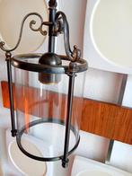 Hang lamp, art dec0 koper/brons en glas., Gebruikt, Art deco, Ophalen of Verzenden, Glas