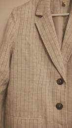 Linnen krijtstreep pak, Kleding | Dames, Kostuum of Pak, Beige, Maat 46/48 (XL) of groter, Ophalen of Verzenden