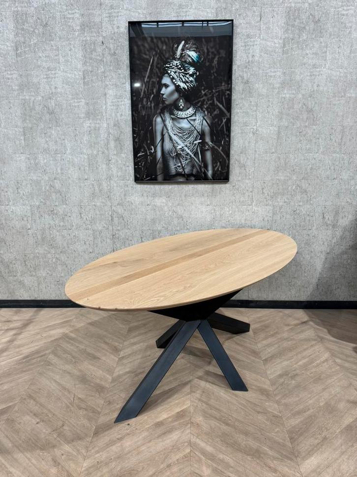 Eiken ovale eettafel 180x100  incl matrix frame *nieuw, Huis en Inrichting, Tafels | Eettafels, Nieuw, 100 tot 150 cm, 200 cm of meer