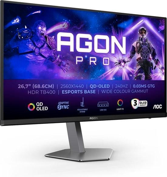 AOC AGON PRO AG276QZD2 - 27" QHD 240Hz Gaming Monitor, Computers en Software, Monitoren, Nieuw, 201 Hz of meer, DisplayPort, HDMI