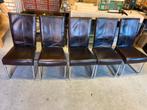 eettafel stoelen met leren bekleding, Ophalen, Gebruikt, Bruin, Vijf, Zes of meer stoelen