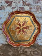 Brocante Italiaanse vintage dienblad/ allegonda, Huis en Inrichting, Ophalen of Verzenden, Zo goed als nieuw, Rond, Hout