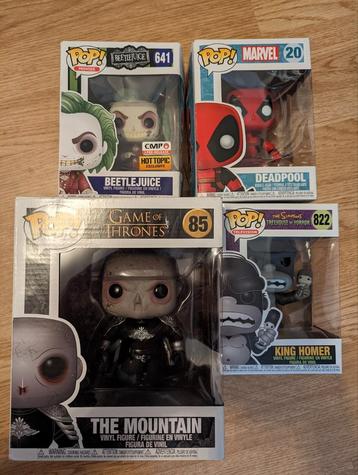 Funko pops, Deadpool, Beetlejuice , the mountain ,King homer beschikbaar voor biedingen