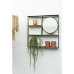 PTMD Sharina Wandrek Zwart Metaal met Spiegel - 60cm, Ophalen of Verzenden, Vierkant, 50 tot 100 cm, Minder dan 100 cm