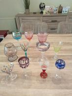 Verzameling gekleurd glas wijn / borrel kristal, Antiek en Kunst, Ophalen of Verzenden