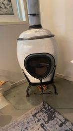 African flame Witte Raku Houtkachel -  sfeervolle haard, Ophalen, Gebruikt, Hout, Houtkachel