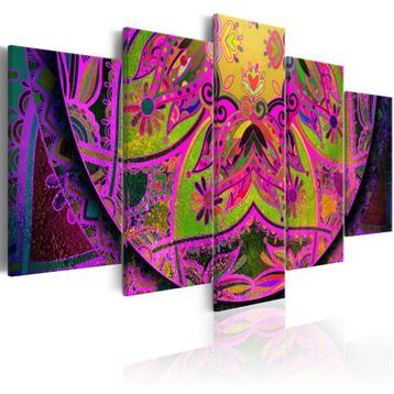 784 Abstract Art Roze 5 Luik Canvas Schilderij 200x100 Nieuw beschikbaar voor biedingen