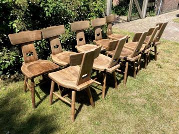 VINTAGE BRUTALIST T-BACK STOELEN PIERRE CHAPO STIJL 10 STUKS beschikbaar voor biedingen