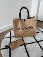 Nieuw bruin Milano Italy shopper jute tas tote voering rits, Sieraden, Tassen en Uiterlijk, Tassen | Damestassen, Ophalen of Verzenden