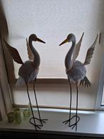 Twee sierlijke metalen reiger reigers voor tuin of interieur, Ophalen of Verzenden, Zo goed als nieuw
