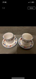Boerenbont motief kop en schotel 6 stuks, Antiek en Kunst, Antiek | Servies los, Ophalen of Verzenden