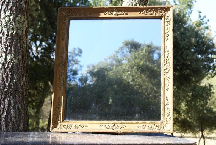 Brocante - Sierlijke antieke spiegel!, Antiek en Kunst, Antiek | Spiegels, 50 tot 100 cm, Rechthoekig, Ophalen