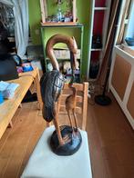 Houten Ooievaar uit Gambia - Handgesneden, Ophalen, Gebruikt, Hout, Dierenbeeld