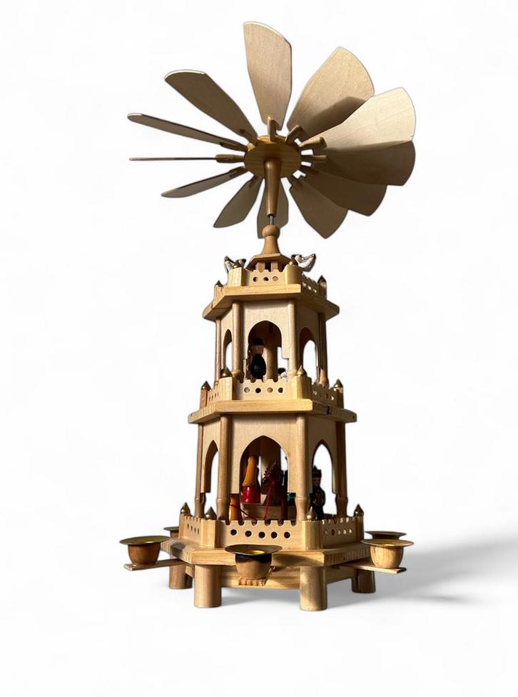 Vintage Kerstpiramide - Handwerk Houten Toren, Antiek en Kunst, Antiek | Woonaccessoires, Ophalen of Verzenden