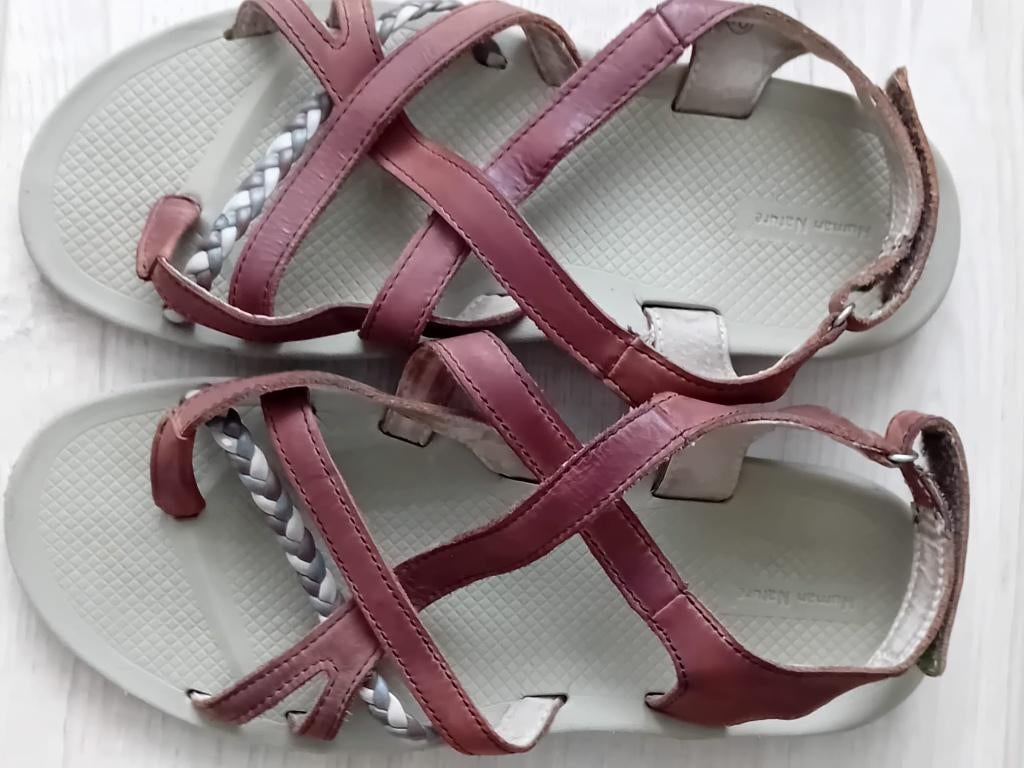 Bruine leren sandalen van Human Nature, maat 40, Kleding | Dames, Schoenen, Gedragen, Sandalen of Muiltjes, Bruin, Verzenden