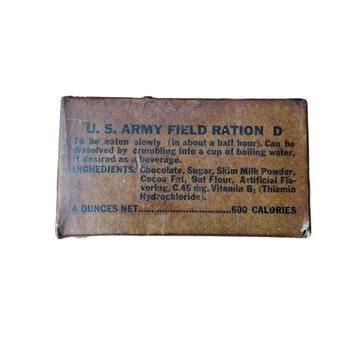 WWII US Ration D Wrigley Chocolate Bar beschikbaar voor biedingen