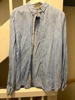 BLAUW LINEN HEREN OVERHEMD, MAAT; XL, Kleding | Heren, Overhemden, Ophalen of Verzenden, Zo goed als nieuw, Blauw, Halswijdte 43/44 (XL)