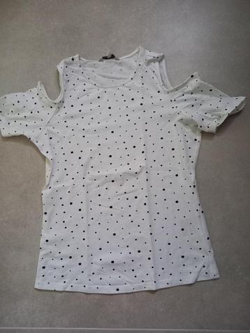 Wit shirt met zwarte stippen Clockhouse maat M beschikbaar voor biedingen