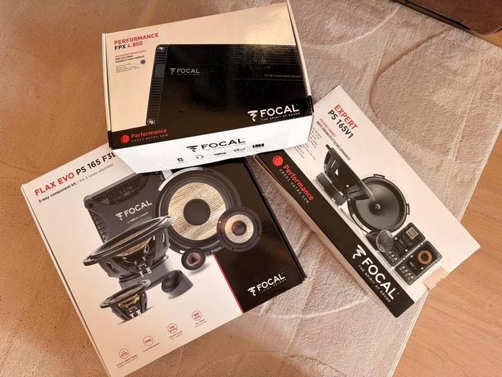 Focal speakerset autospeakers 165mm + versterker 4 x 120, Auto diversen, Autospeakers, Zo goed als nieuw, Ophalen