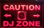 Caution DJ Zone rood led reclame ledlamp wanddeco deco, Info@deconoord.nl, Deco Noord, Nieuw, Ophalen of Verzenden
