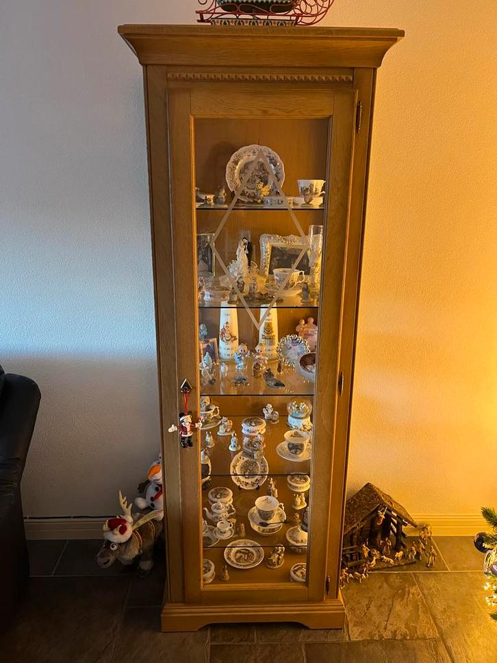 Safir eiken Vitrinekast (Leeg), Huis en Inrichting, Kasten | Vitrinekasten, Gebruikt, 200 cm of meer, 50 tot 100 cm, 25 tot 50 cm