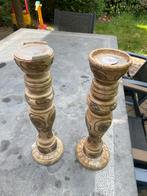 Antieke houten Kandelaars - Set van 2, Ophalen of Verzenden, Keramiek of Aardewerk