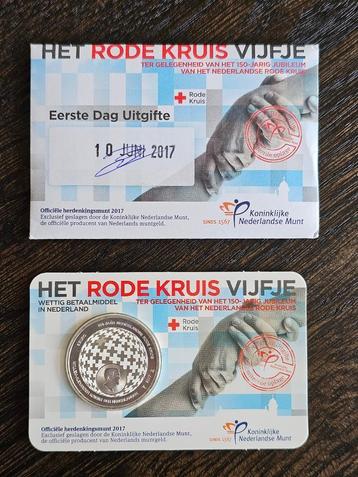 Rode Kruis Vijfje - 1ste dag - Coincard beschikbaar voor biedingen