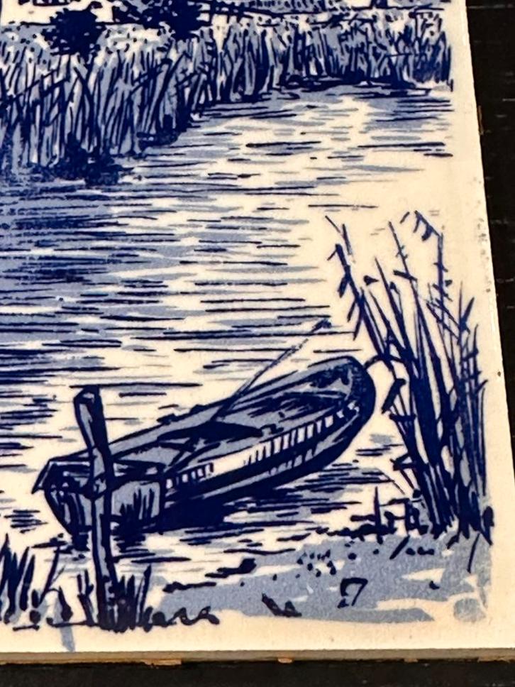 Delfts blauwe tegel molen aan het water 10x20cm oud Hollands, Antiek en Kunst, Antiek | Wandborden en Tegels, Ophalen of Verzenden