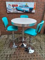 FIFTIES SIXTIES AMERIKAANSE BARKRUKKEN BEL AIR BAR TAFEL, 60 tot 90 cm, 3 krukken, Metaal, Zo goed als nieuw