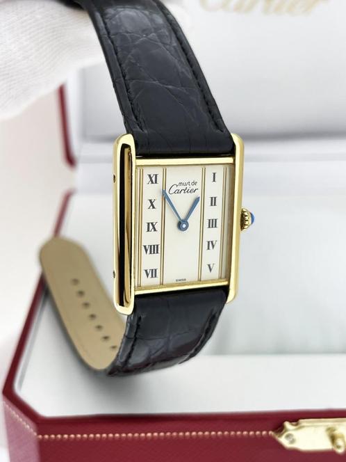 Must de Cartier Tank Large Quartz 590005 Ivory Roman Dial, Sieraden, Tassen en Uiterlijk, Horloges | Dames, Zo goed als nieuw