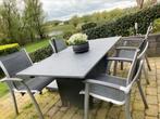 Belgisch hardsteen tafel inclusief 4 all weather stoelen  ., Tuin en Terras, Tuinsets en Loungesets, Gebruikt, Ophalen of Verzenden