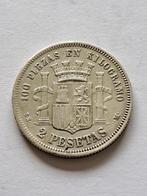 2 peseta Spanje zilver 1870, Postzegels en Munten, Munten | Europa | Niet-Euromunten, Zilver, Ophalen of Verzenden, Overige landen