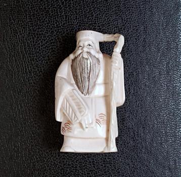 Netsuke Antiek Japan Been Jurojin Lang Leven waaier  beschikbaar voor biedingen