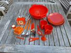 Retro Oranje, Ophalen of Verzenden, Gebruikt, Kunststof, Los bestek