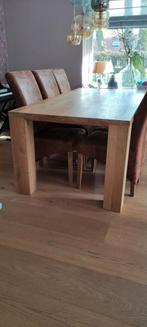 Vol eiken tafel, Huis en Inrichting, 200 cm of meer, 100 tot 150 cm, Gebruikt, Rechthoekig